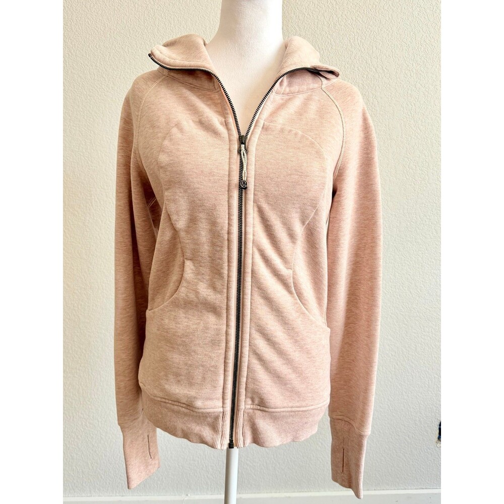 Lululemon Heathered Pastel Pink Scuba Full Zip Fleece Hoodie 6